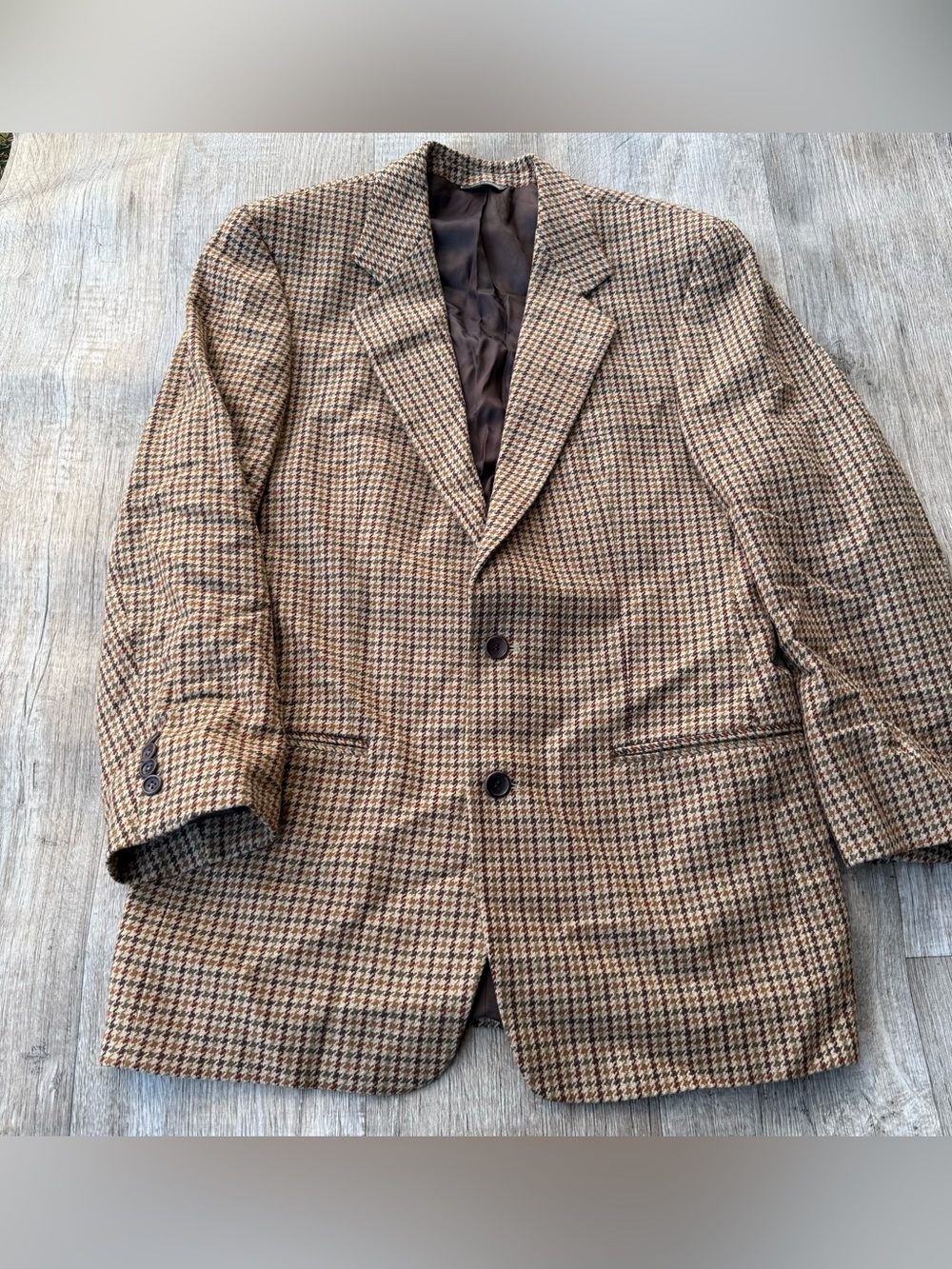 Banana Republic Mens Tan Brown Houndstooth Two-Button Blazer Size 40R